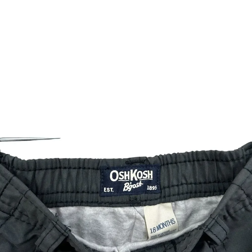 OshKosh B'gosh Cargo Pants Boys Infant Lined Elastic Stretch Waist Gray Sz 18M*